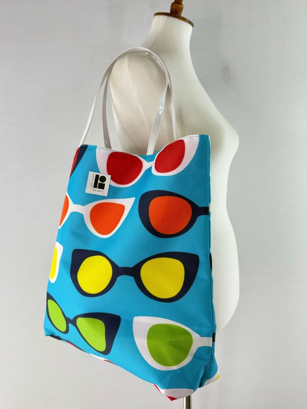 Estée Lauder x Lisa Perry Colorful Sunglasses Print Canvas Tote Bag